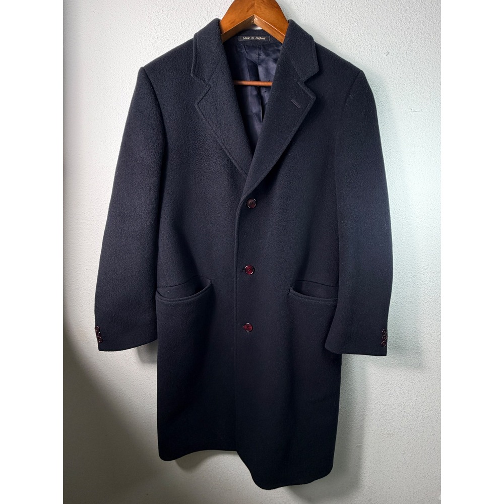 Lord & Taylor Overcoat Black Wool Blend Classic Dark Academia 40L